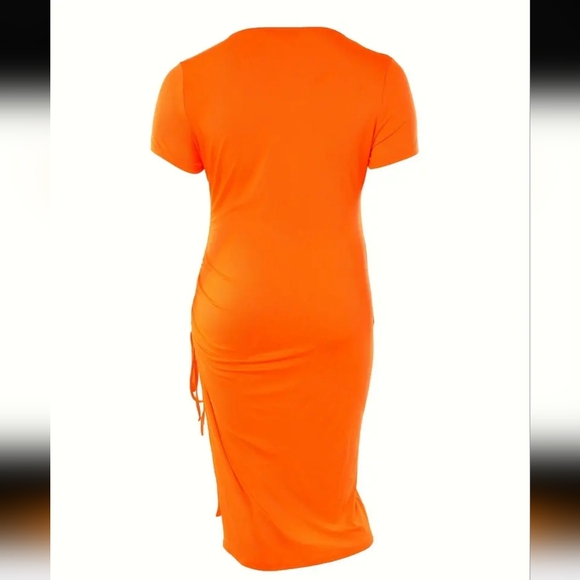 Plus Size Sexy Summer Hott Orange  Dress with adjustable split on one thigh - Picture 2 of 2